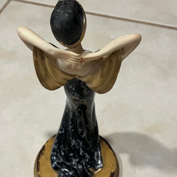 VTG Hand Painted Burlesque Dancer Roaring 20's Style Statue Figurine 11" Tall - Picture 9 of 16